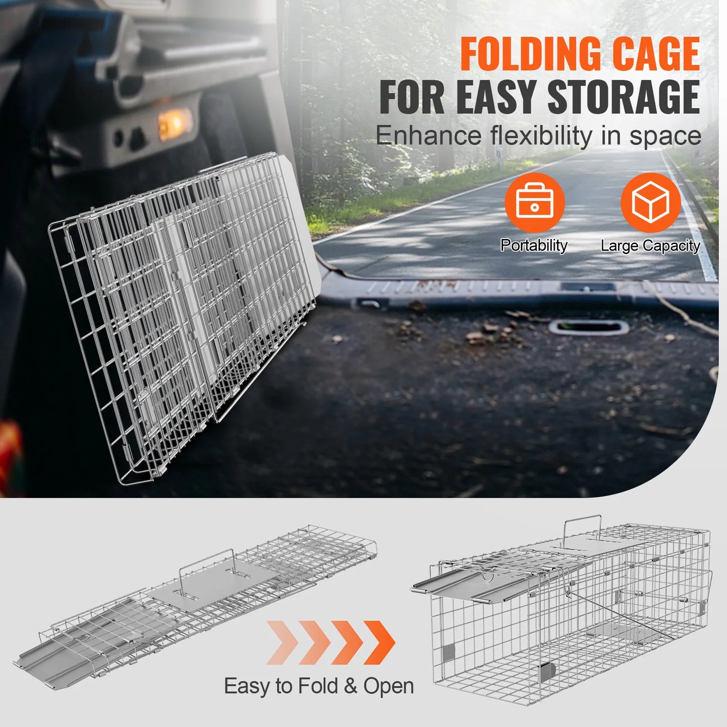 SucceBuy Folding Live Animal Cage Trap Humane Cat Rodent Control