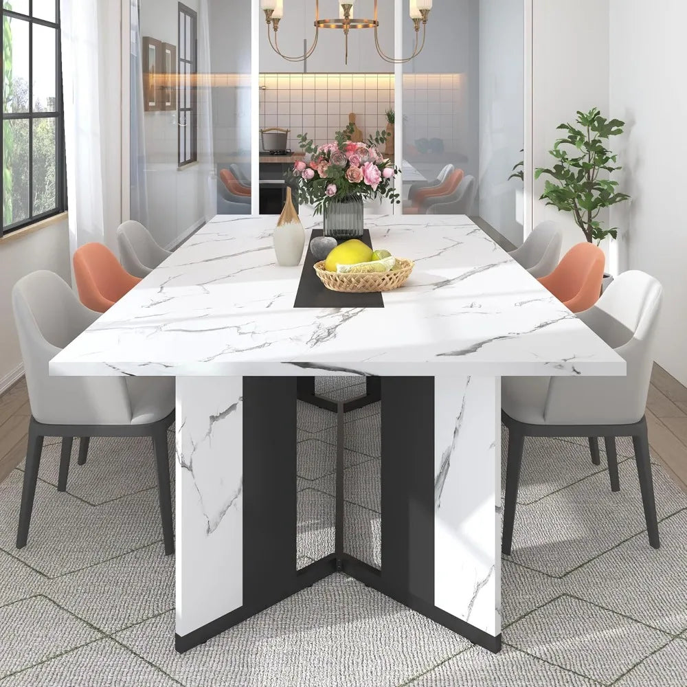 Modern Waterproof Rectangular Dining Table For Six To Eight