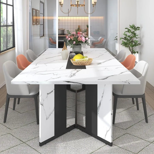 Modern Waterproof Rectangular Dining Table For Six To Eight