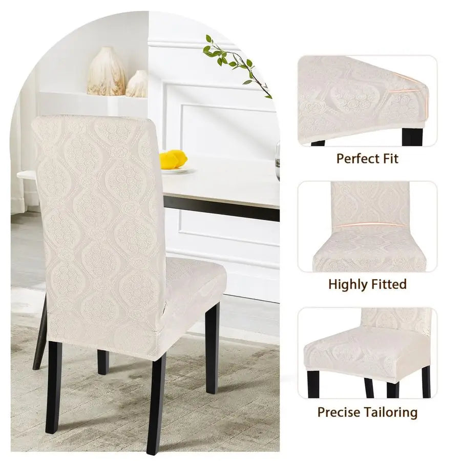 Waterproof Dining Chair Covers Set Stretch Jacquard Parsons Slipcovers