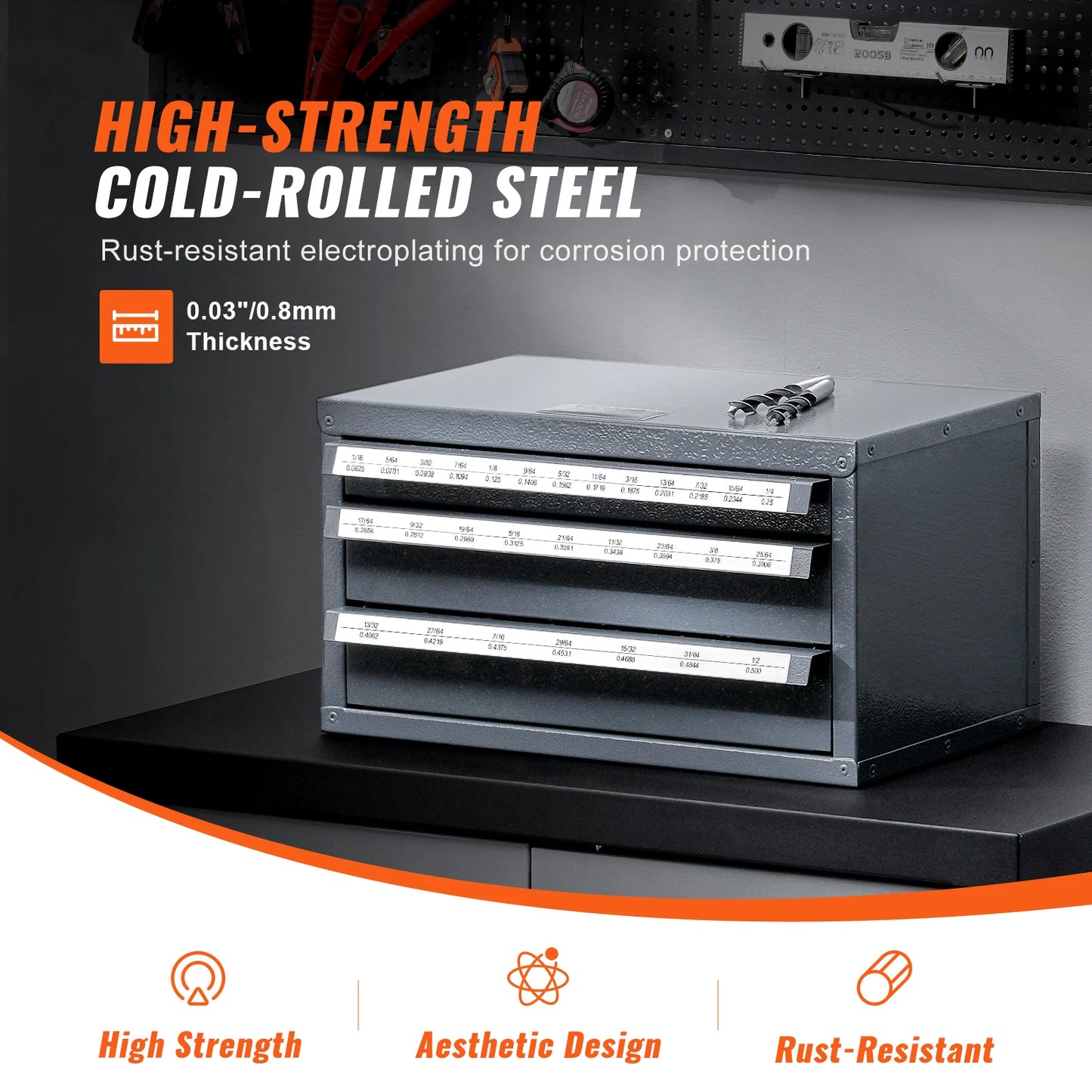 SucceBuy Steel Drill Bit Dispenser Cabinet Organizer