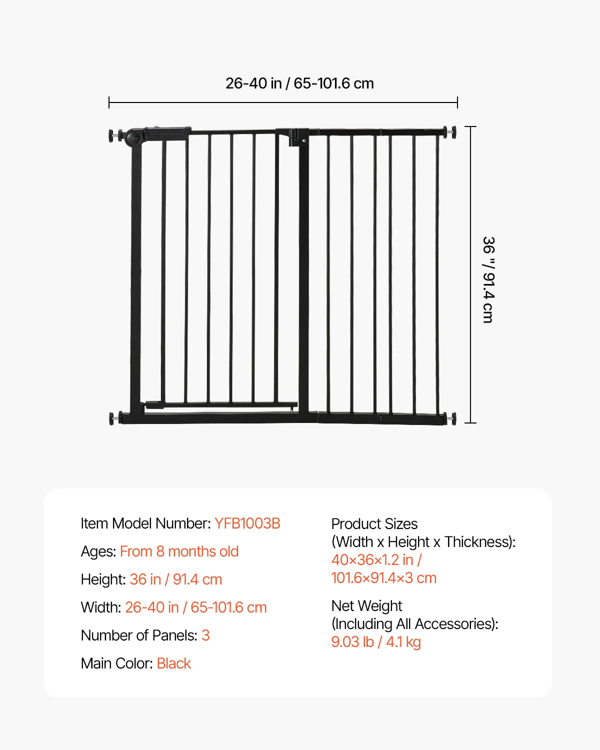 SucceBuy Baby Gate Walk Through Pet Security Pressure Mount