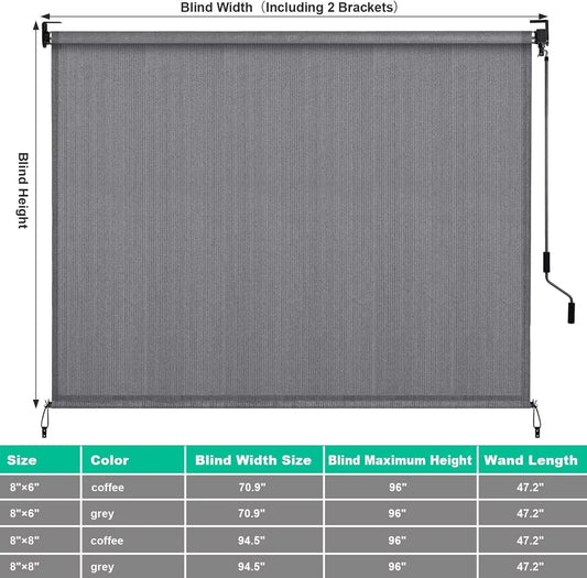 AuAg Cordless Outdoor Roller Sun Shade HDPE Patio Privacy Screen