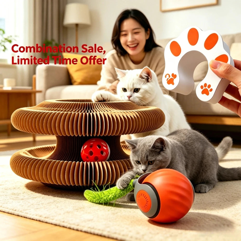 Cat Scratcher Rolling Ball Toy 2in1 Interactive Puzzle