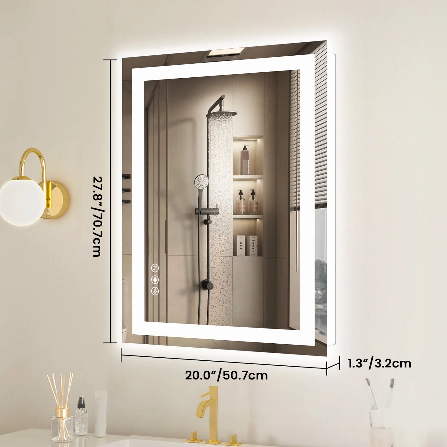 JHK LED Vanity Mirror With Memory Function Front And Backlit
