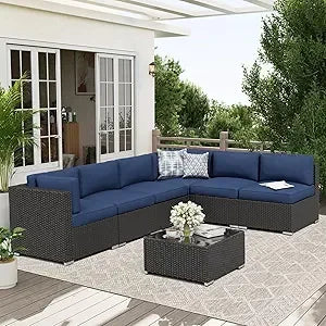 Outdoor Patio Sofa Set Rattan With Glass Table Cushions Included