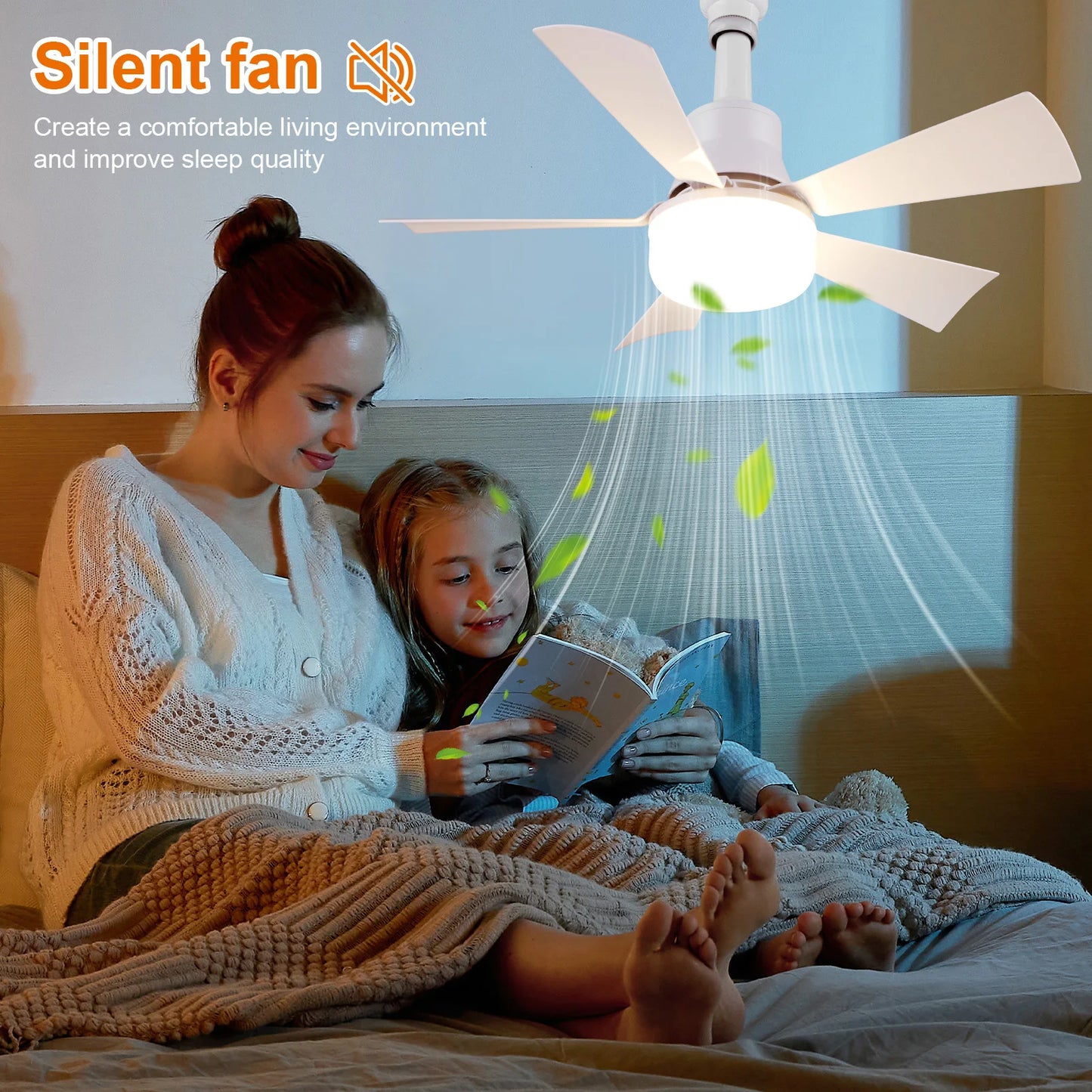 APWIKOGER Socket Ceiling Fan With Light And Remote