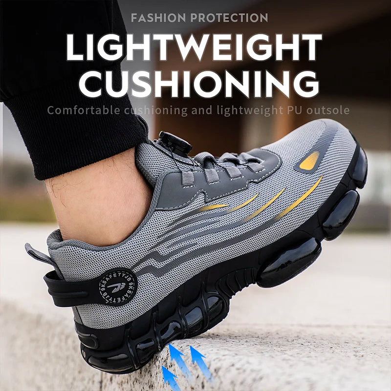 Breathable Lace Free Soft Sole Safety Shoes for Men