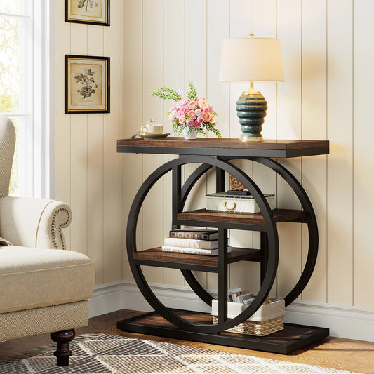 Tribesigns End Table with Storage Shelves, Industrial Narrow Side Table