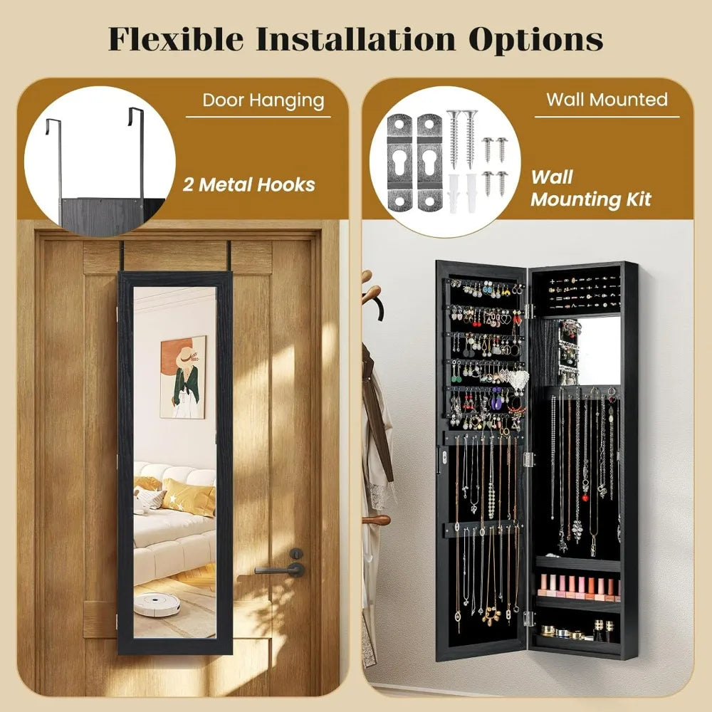 Wall Mounted Jewelry Cabinet With Full Length Mirror