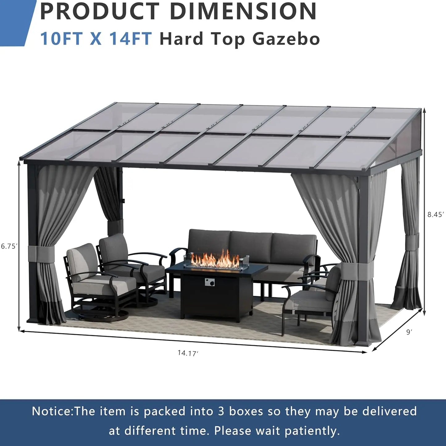 Wall Mounted Hardtop Pergola With Curtains And Netting