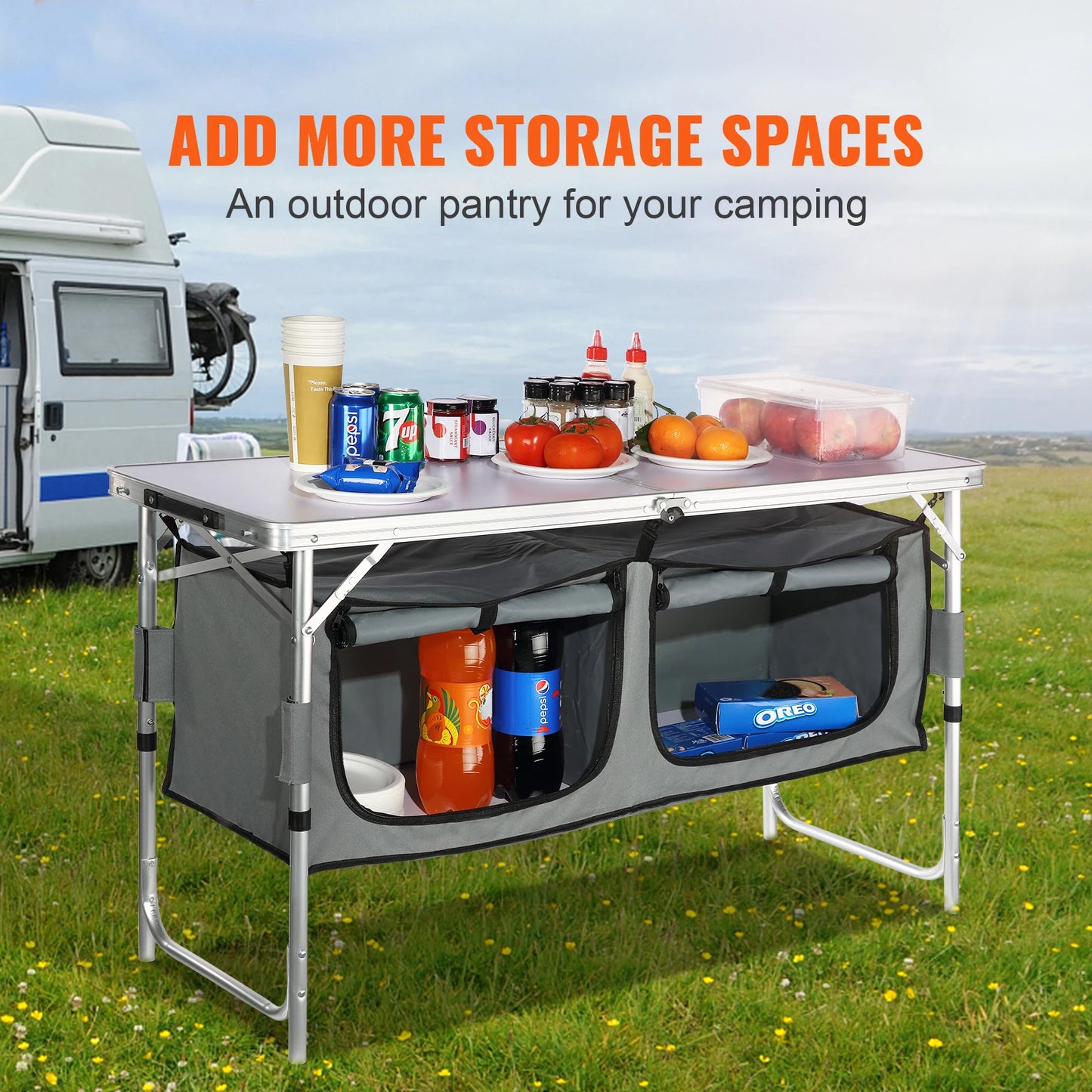 SucceBuy Folding Picnic Table Aluminum With Storage Bag For Outdoors