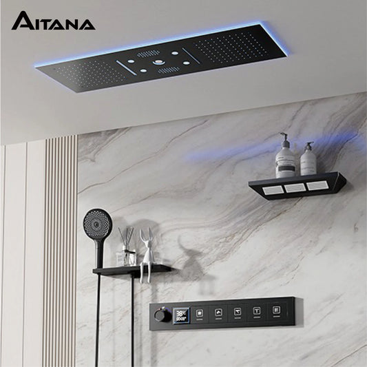 Aitana Luxury Brass Gunmetal LED Display Thermostatic Shower System