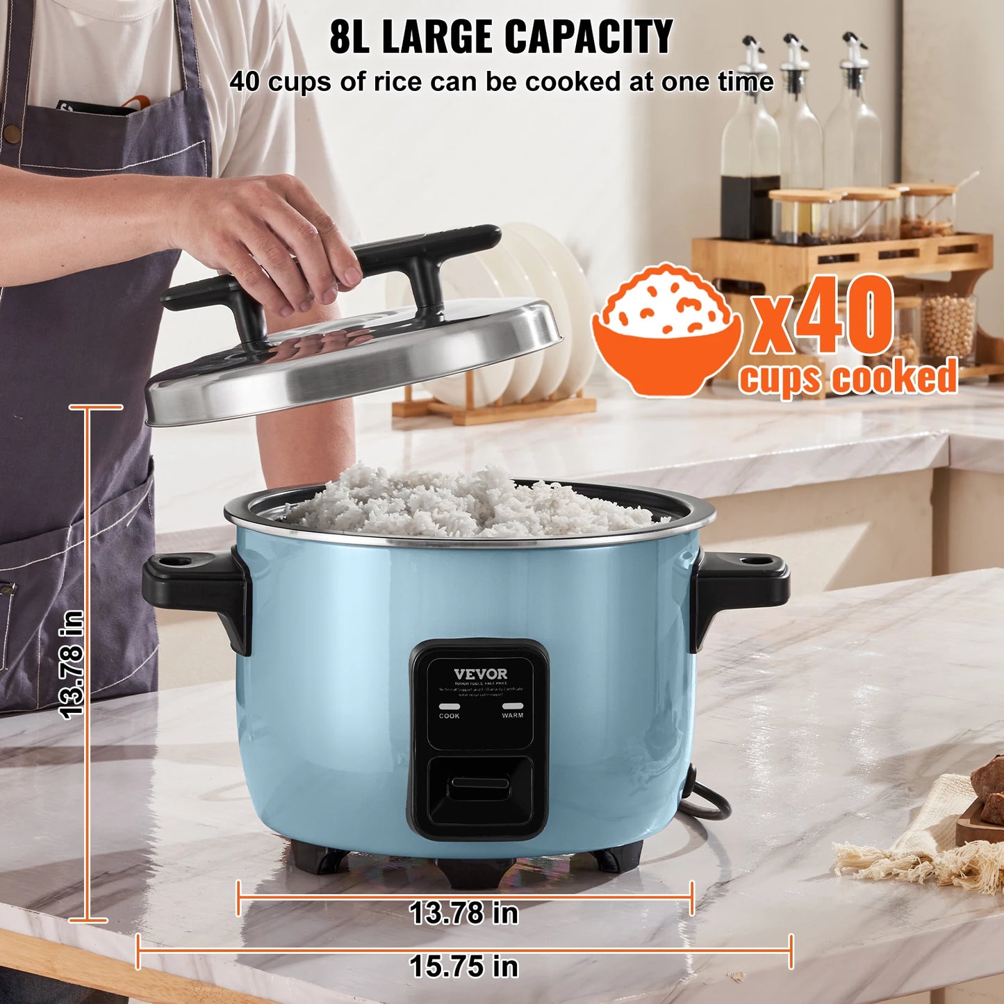 VEVOR Commercial Rice Cooker With Nonstick Aluminum Inner Pot