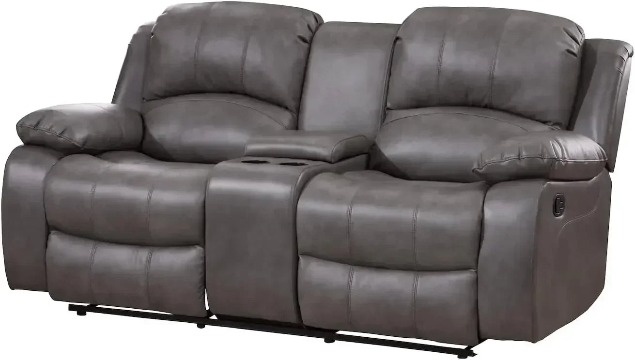 Leather Air Reclining Sofa Loveseat Set 2pc for Living Room