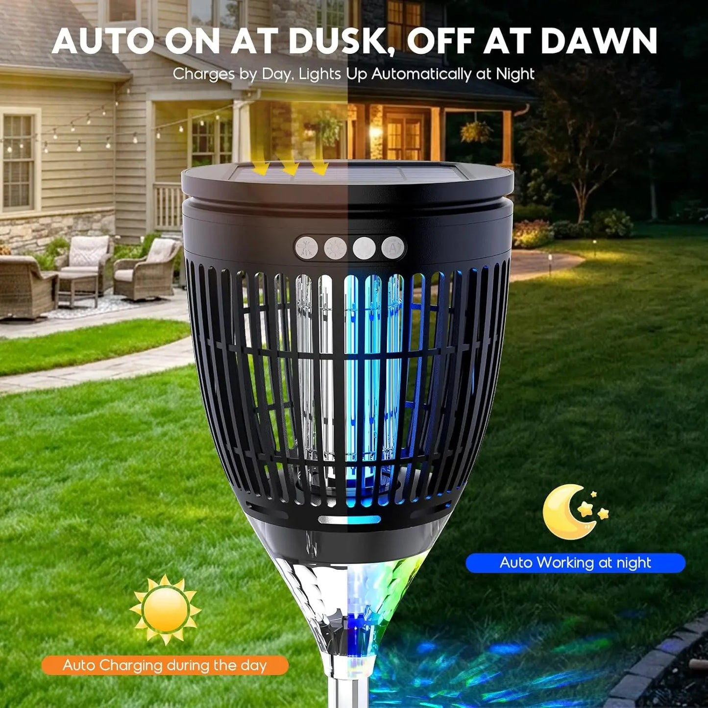Solar Bug Zapper Outdoor 3-In-1 Mosquito Zapper For Yard