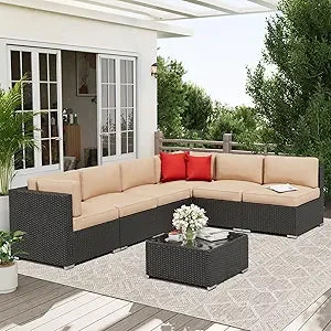 Outdoor Patio Sofa Set Rattan With Glass Table Cushions Included