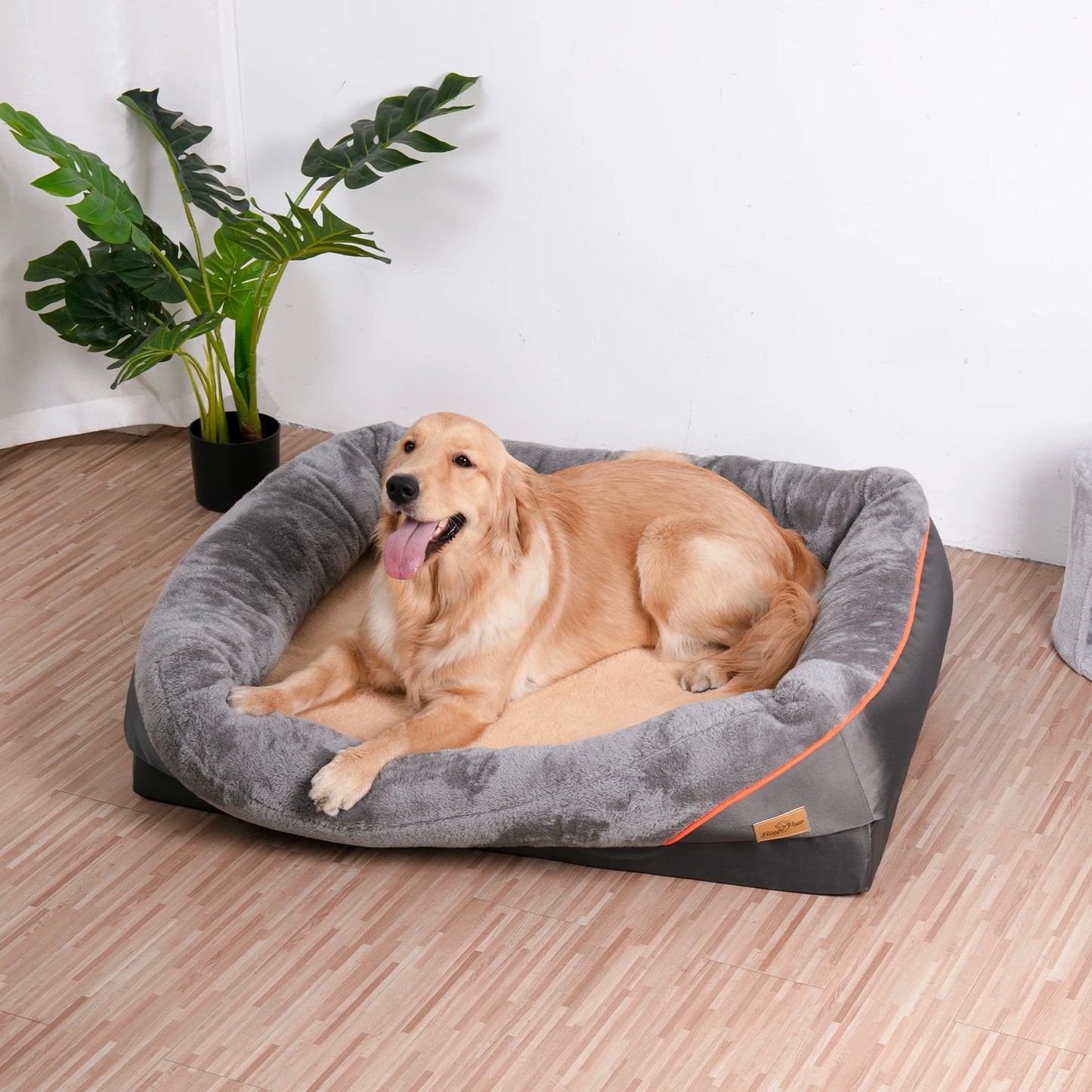 BINGOPAW Orthopedic Dog Bed With Cotton Padded Bolster Removable Cover