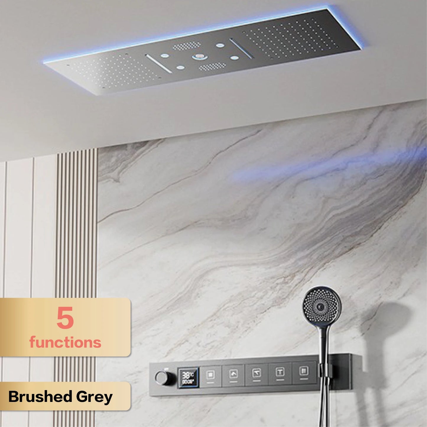 Aitana Luxury Brass Gunmetal LED Display Thermostatic Shower System