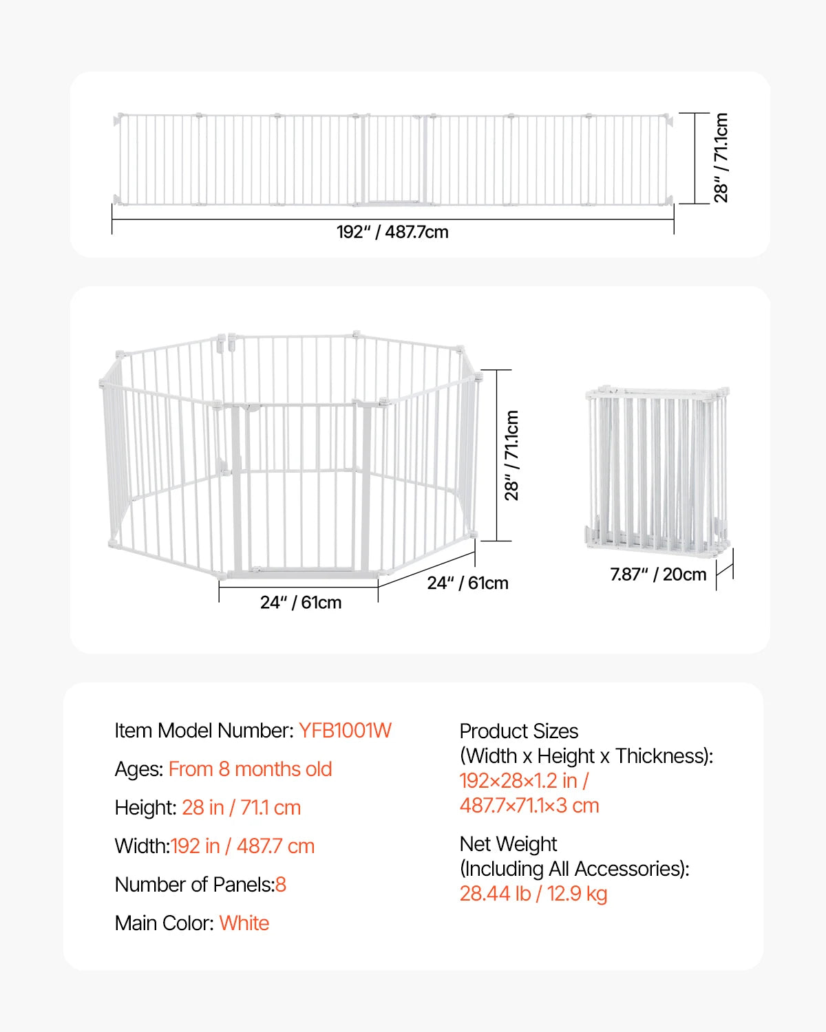 SucceBuy Baby Gate Walk Through Pet Security Pressure Mount