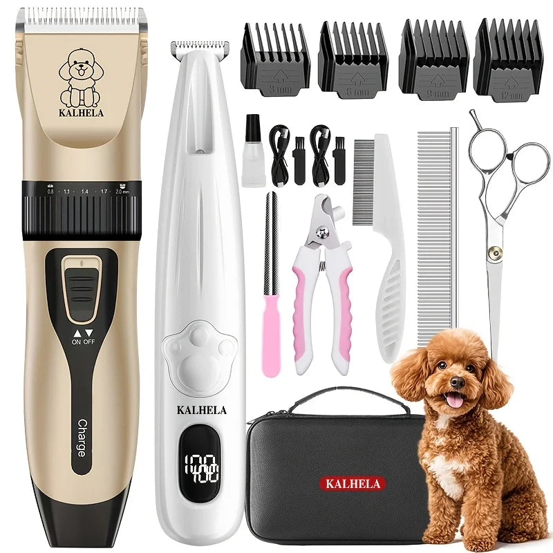 Rechargeable Low Noise Dog Grooming Clippers Kit With Accessories