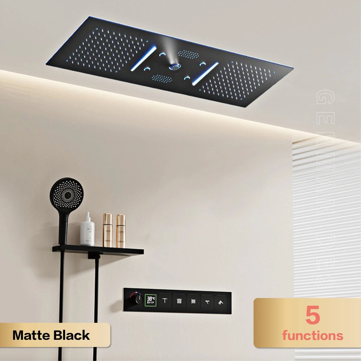 Aitana Luxury Brass Gunmetal LED Display Thermostatic Shower System