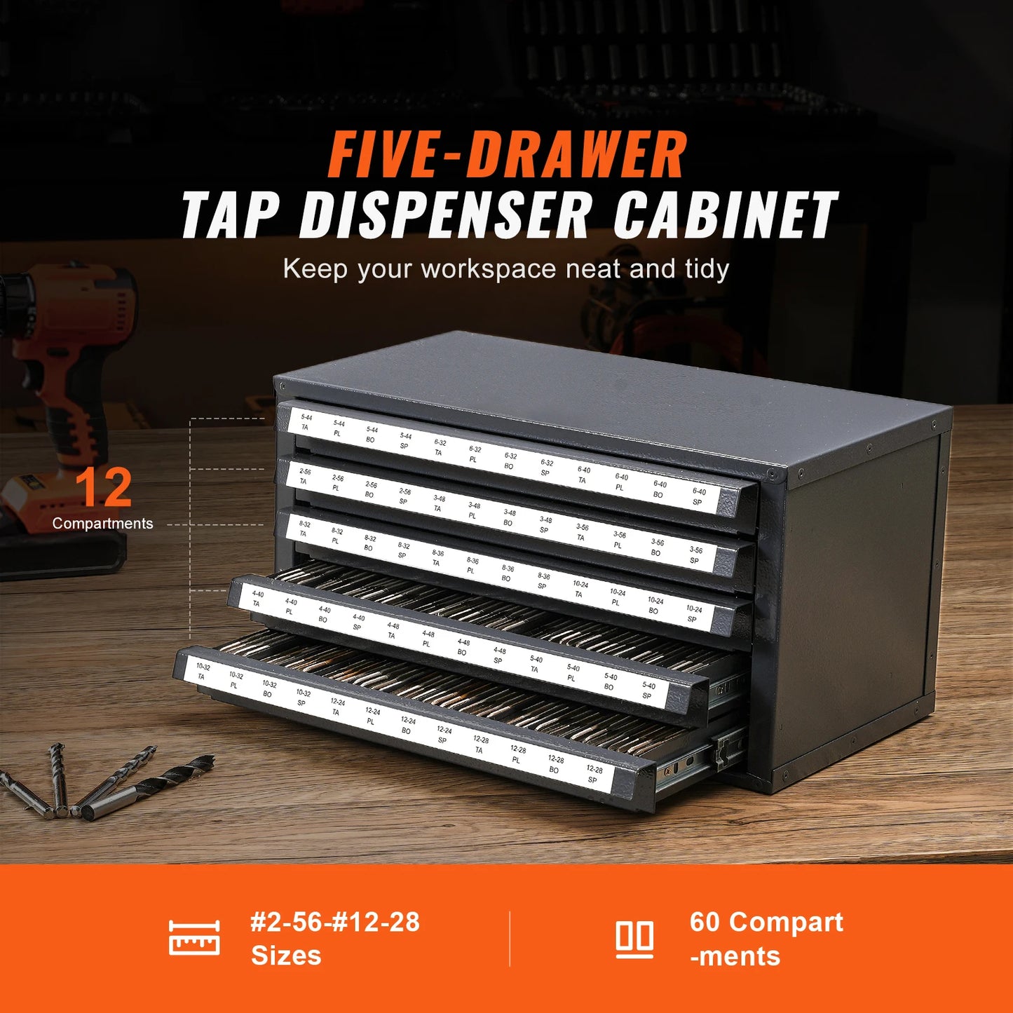 SucceBuy Steel Drill Bit Dispenser Cabinet Organizer