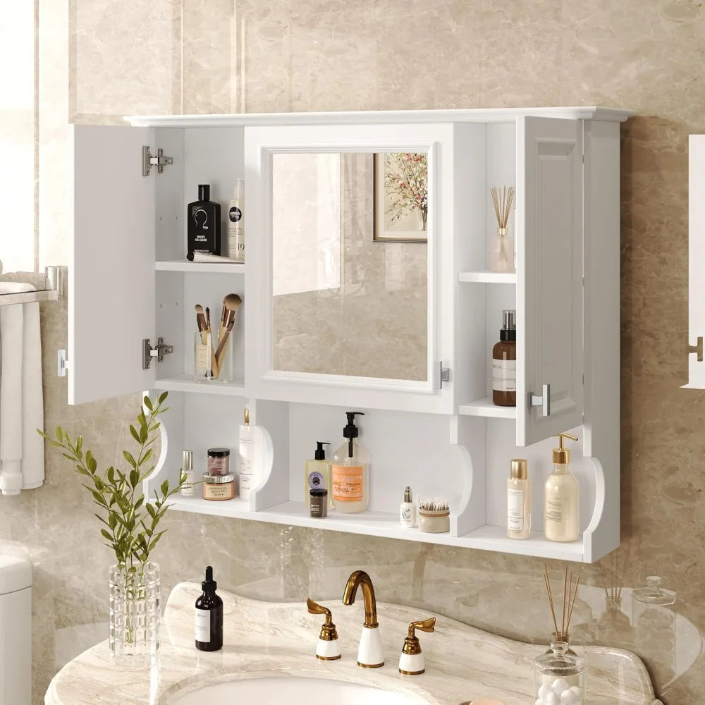 Bathroom Wall Mounted Medicine Cabinet With Adjustable Shelves