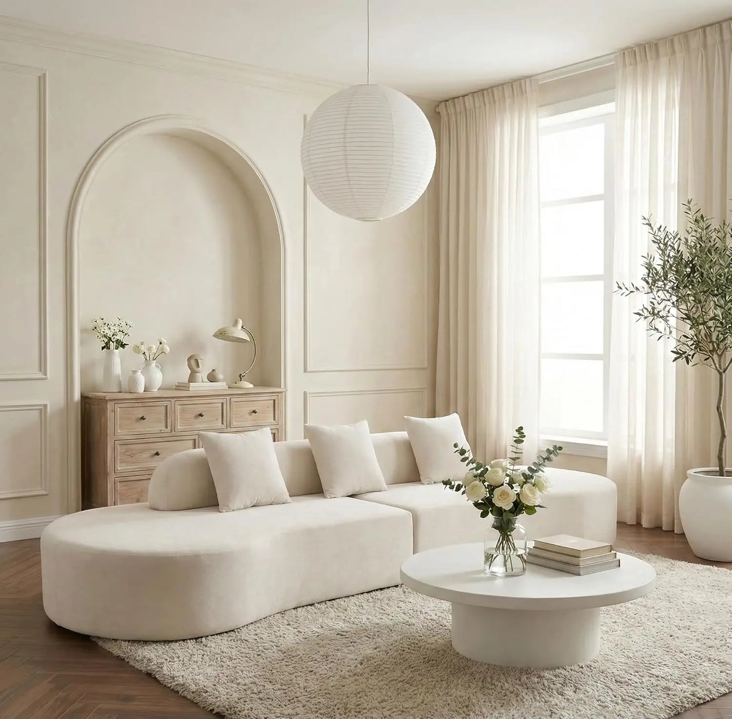 Modern Curved Sectional Sofa Plush Modular Couch For Living Room
