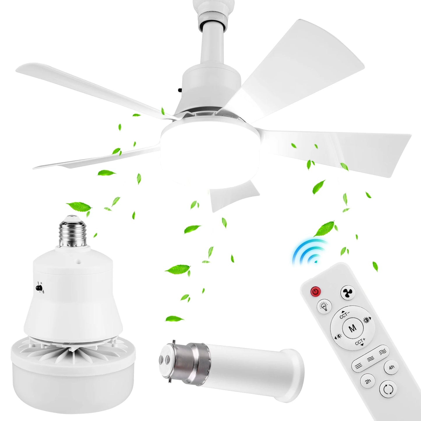 APWIKOGER Socket Ceiling Fan With Light And Remote