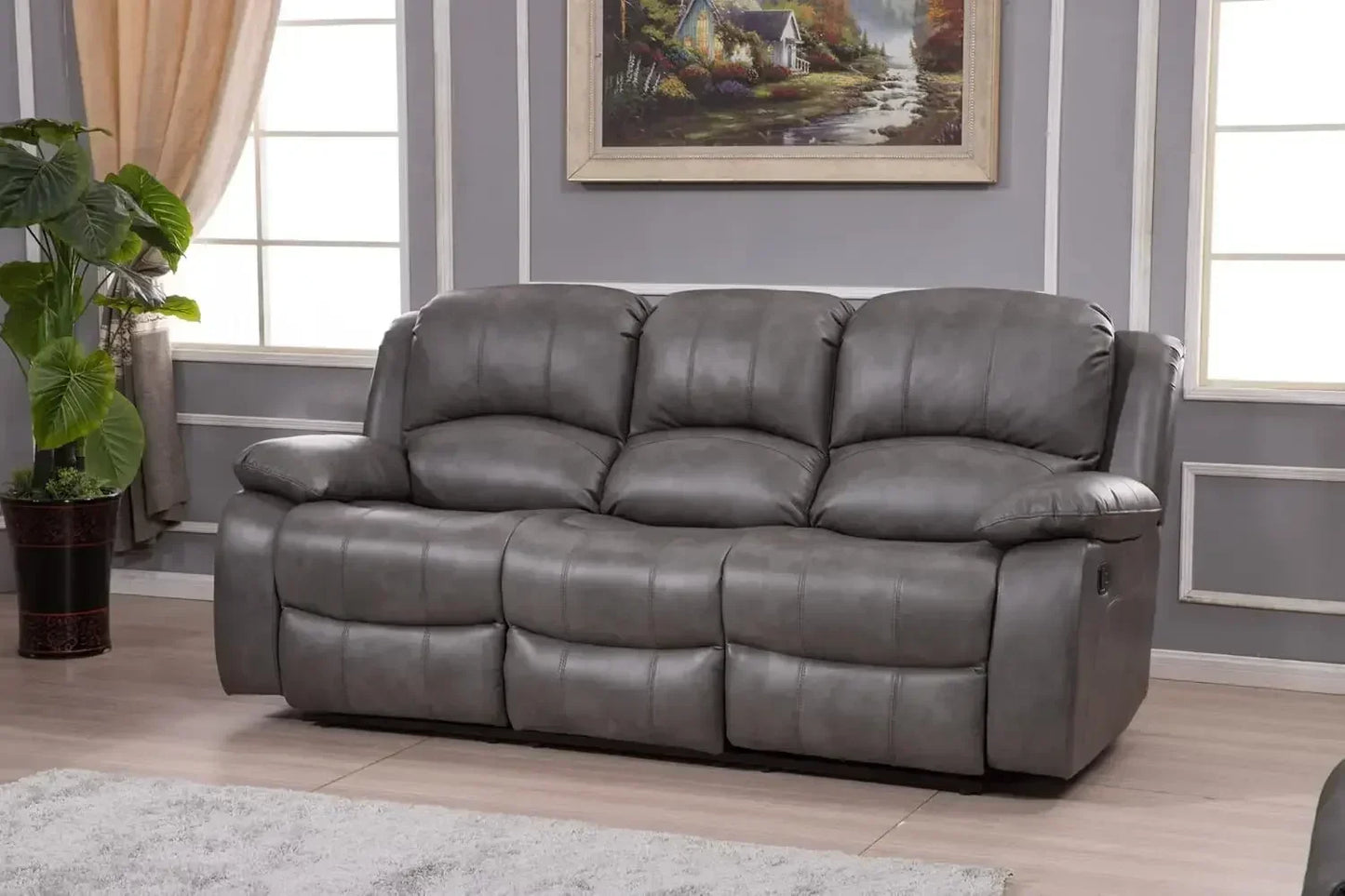 Leather Air Reclining Sofa Loveseat Set 2pc for Living Room
