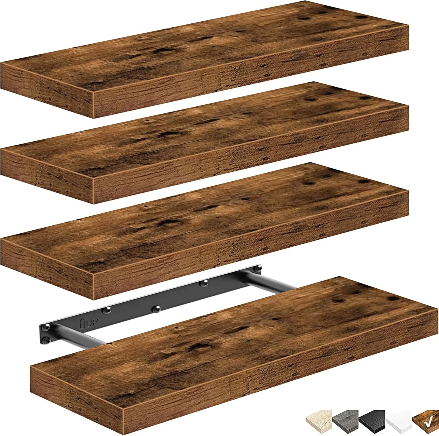 Floating Shelves Set Of 4 Wall Storage Farmhouse Brown