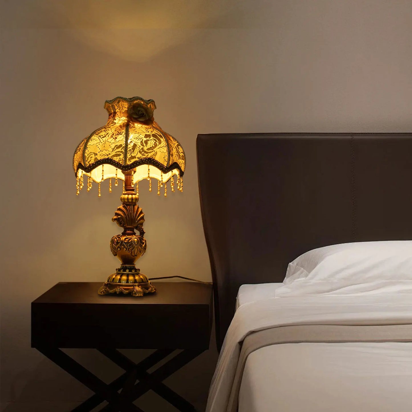 Bymaocar European Gold Table Lamp With Push Button Switch