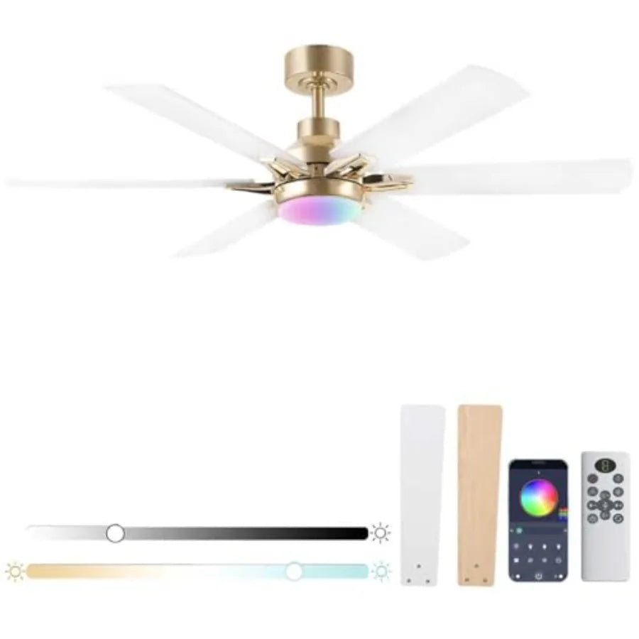 Ceiling Fan With RGB Lights Remote And App Control