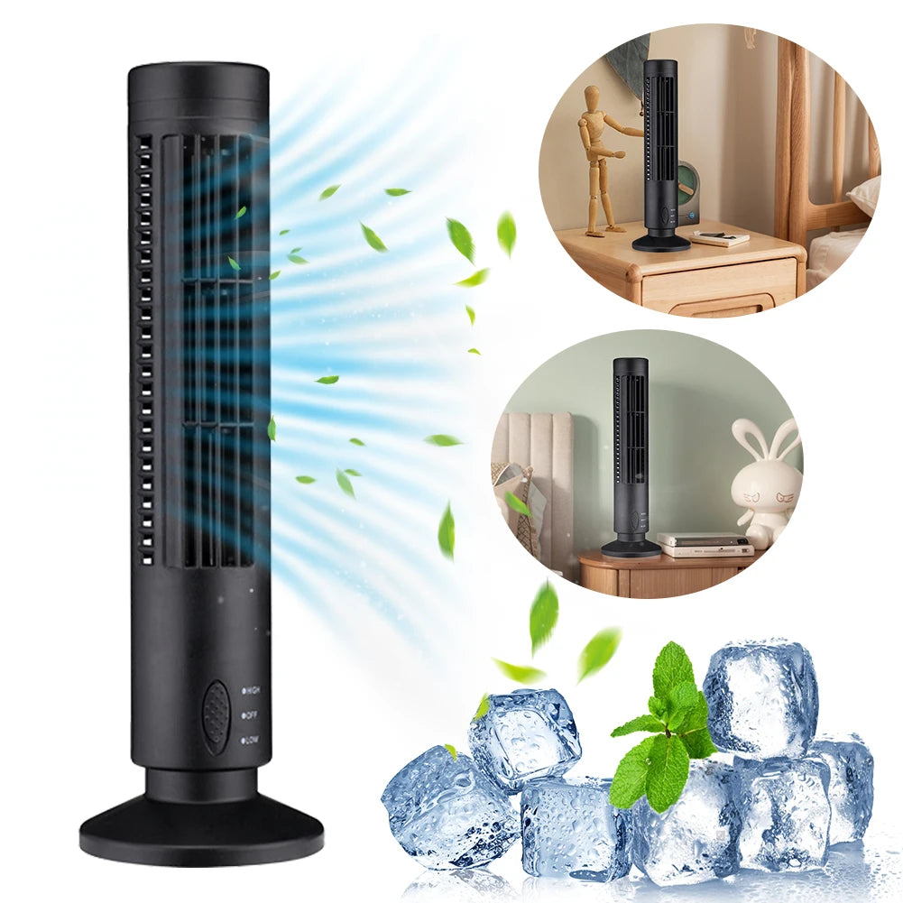 alloet LED Bladeless Tower Fan 90 Degree Oscillating USB Fan