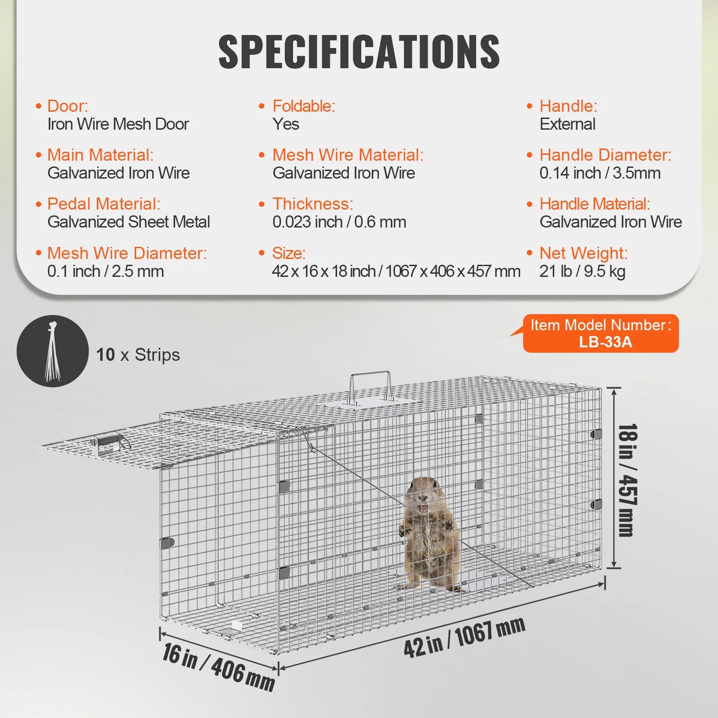 SucceBuy Folding Live Animal Cage Trap Humane Cat Rodent Control
