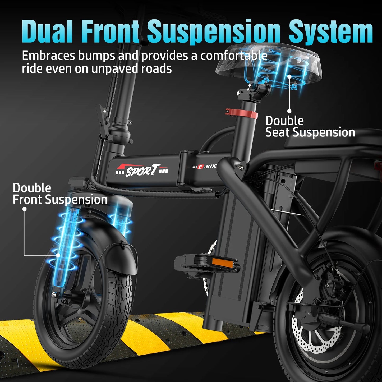 Folding Electric Bicycle 48V 1000W LCD Display 30 Mile Range