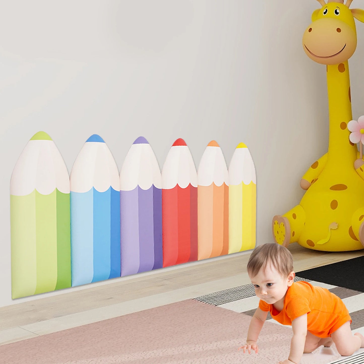 6 PCS Pencil Wall Stickers Anti-Collision Wall Padding for Kids Thickness 3cm Self-Adhesive Children's Room Wallpaper