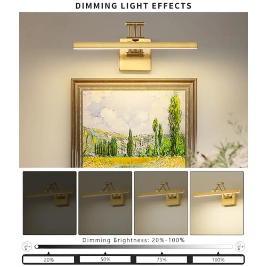 Brass Hardwired LED Picture Light For Paintings And Wall Art