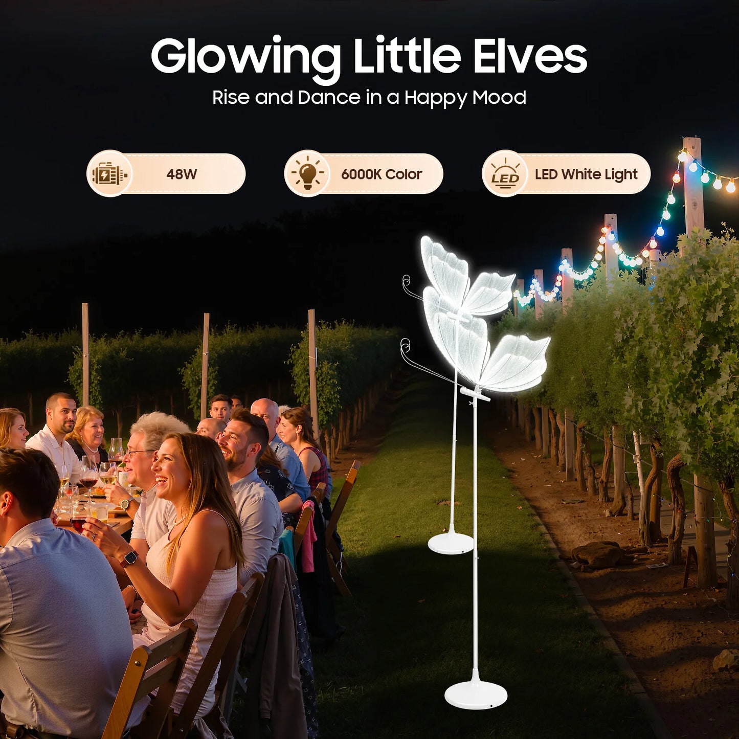 Butterfly LED Floor Lamps, Wedding Theme, Adjustable Height, 48W 110V