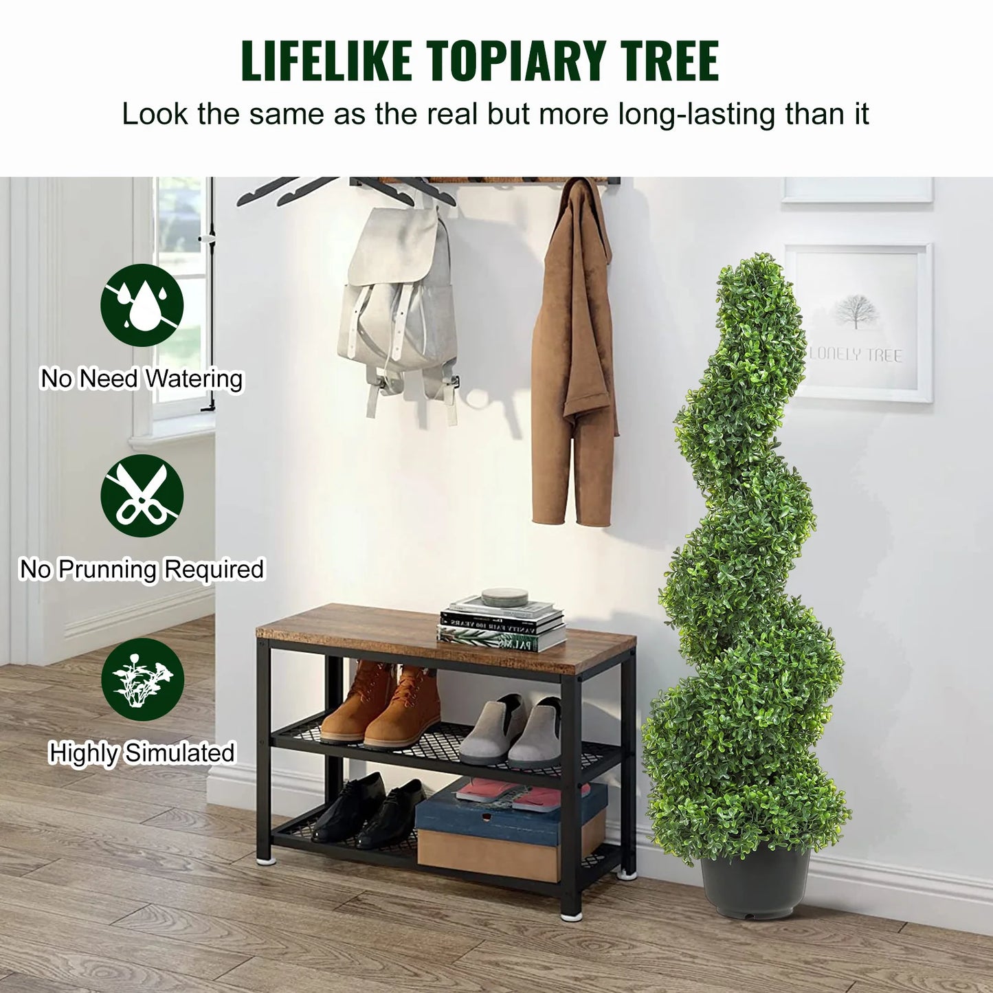 NONECN Boxwood Tower Topiary Spiral Artificial Plant