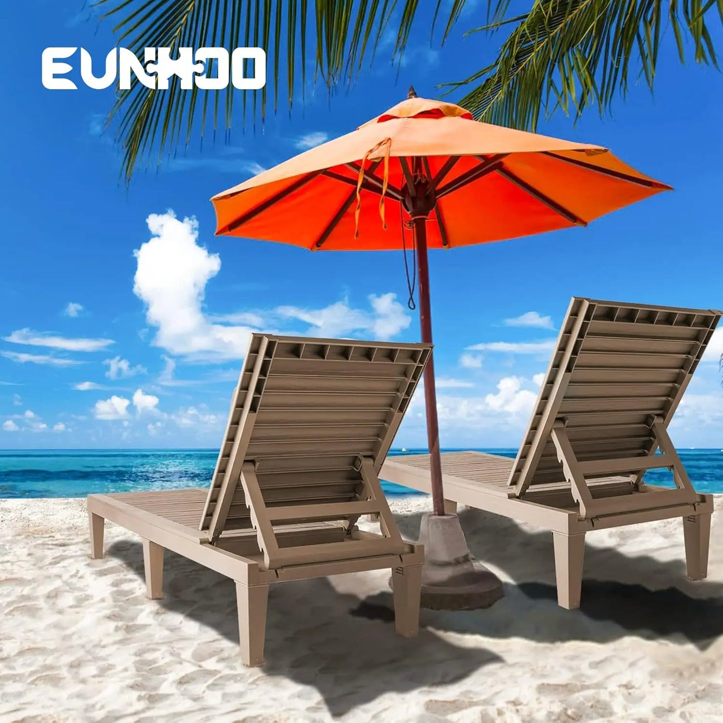 Outdoor Chaise Lounge Set Of 2 Adjustable Waterproof Pool Loungers