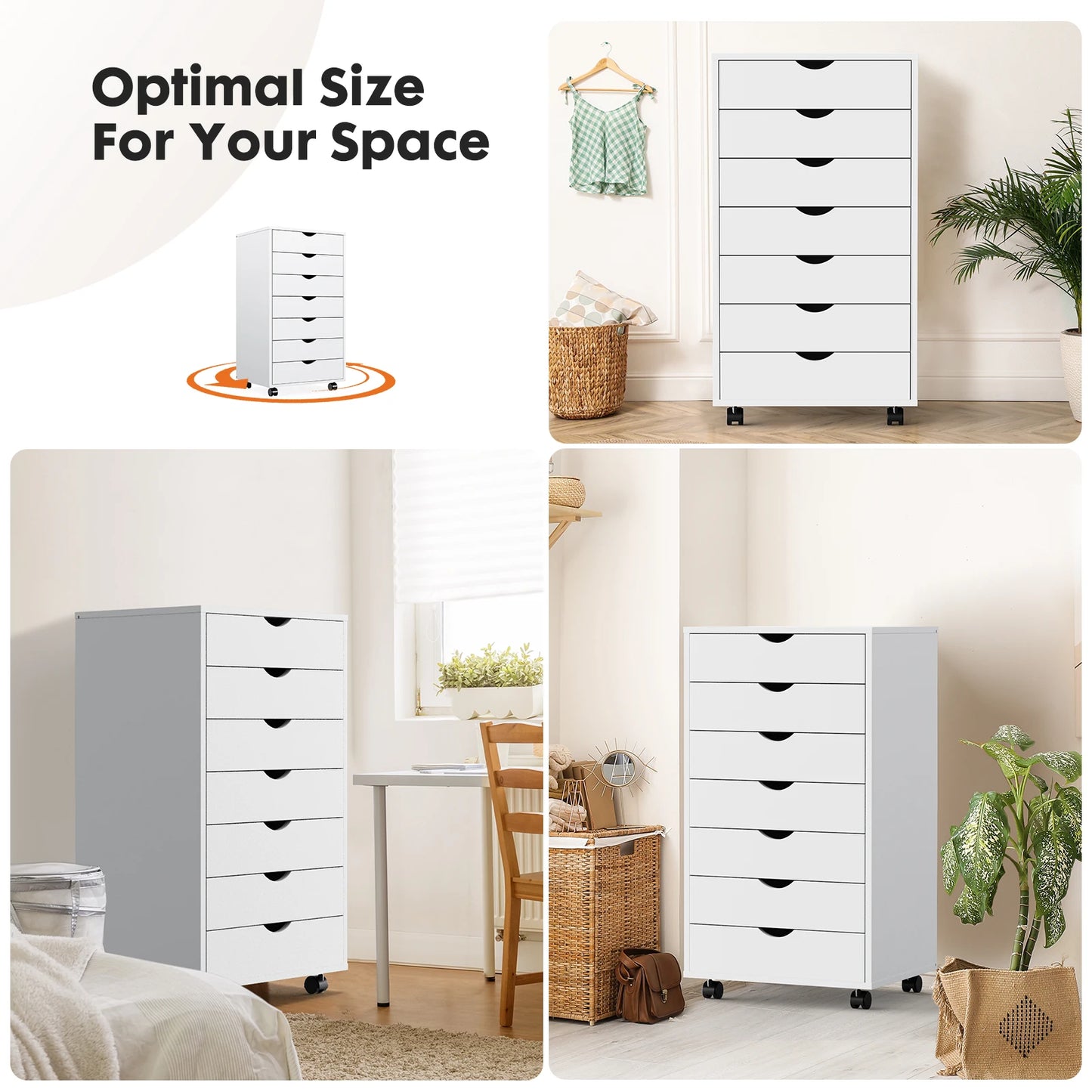 JHK Drawer Chest Dresser Storage Cabinet On Wheels