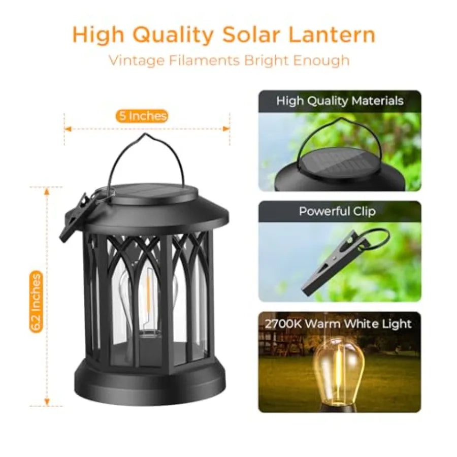 Solar Lanterns Outdoor Waterproof Hanging Lights LED Garden Patio