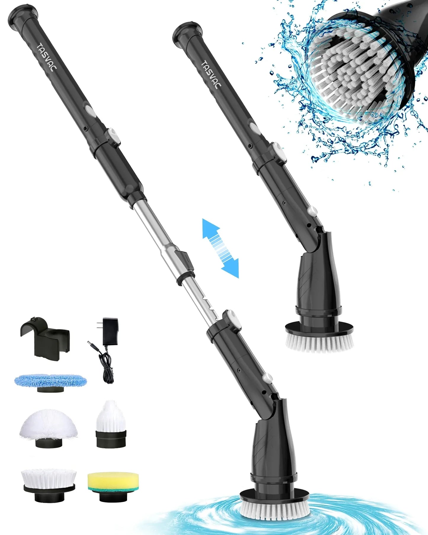 INSE 450RPM Cordless Spin Scrubber With 5 Replaceable Brushes