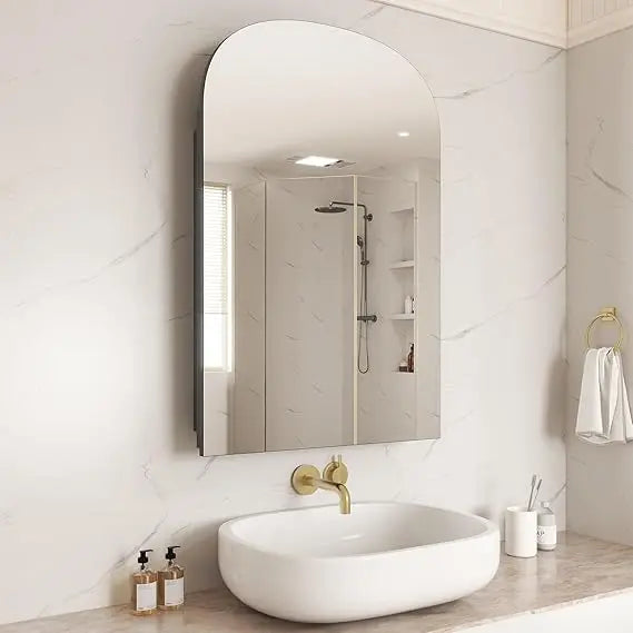Bathroom Medicine Cabinet Mirror, Arched Frameless Storage Cabinet