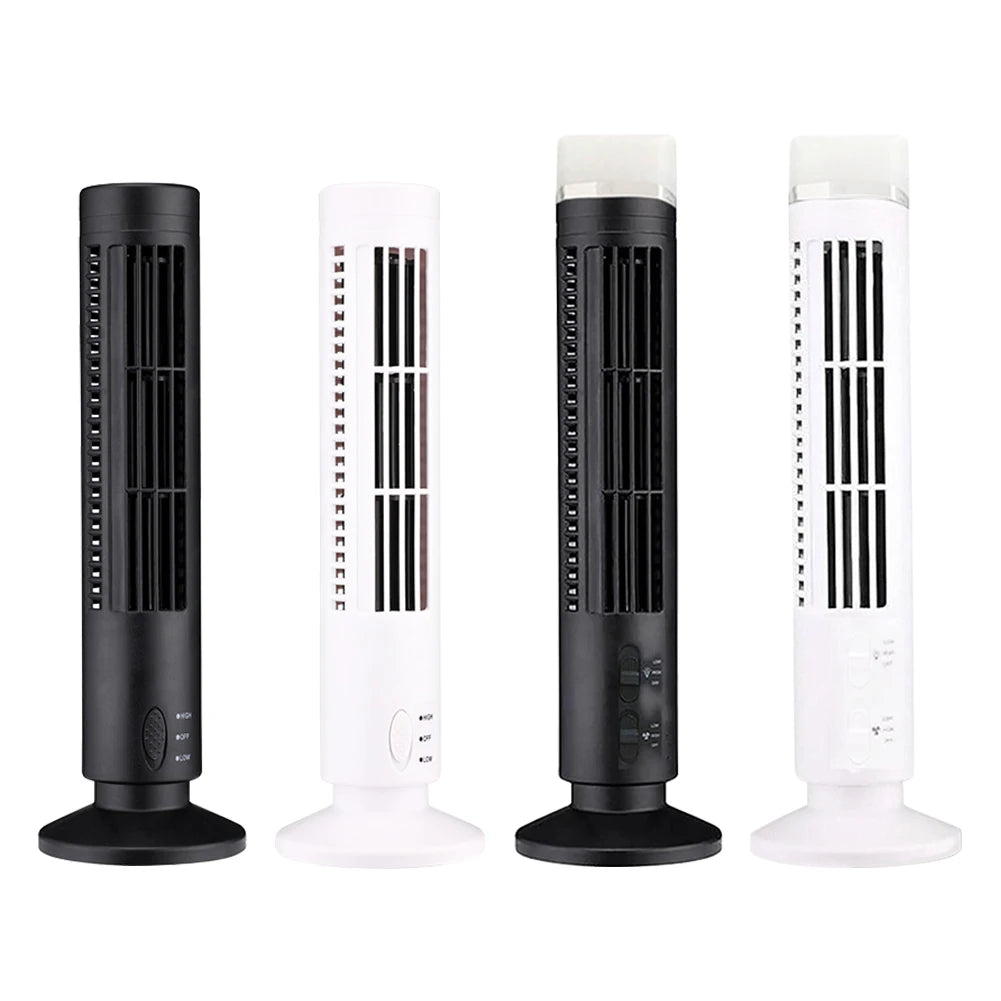 alloet LED Bladeless Tower Fan 90 Degree Oscillating USB Fan