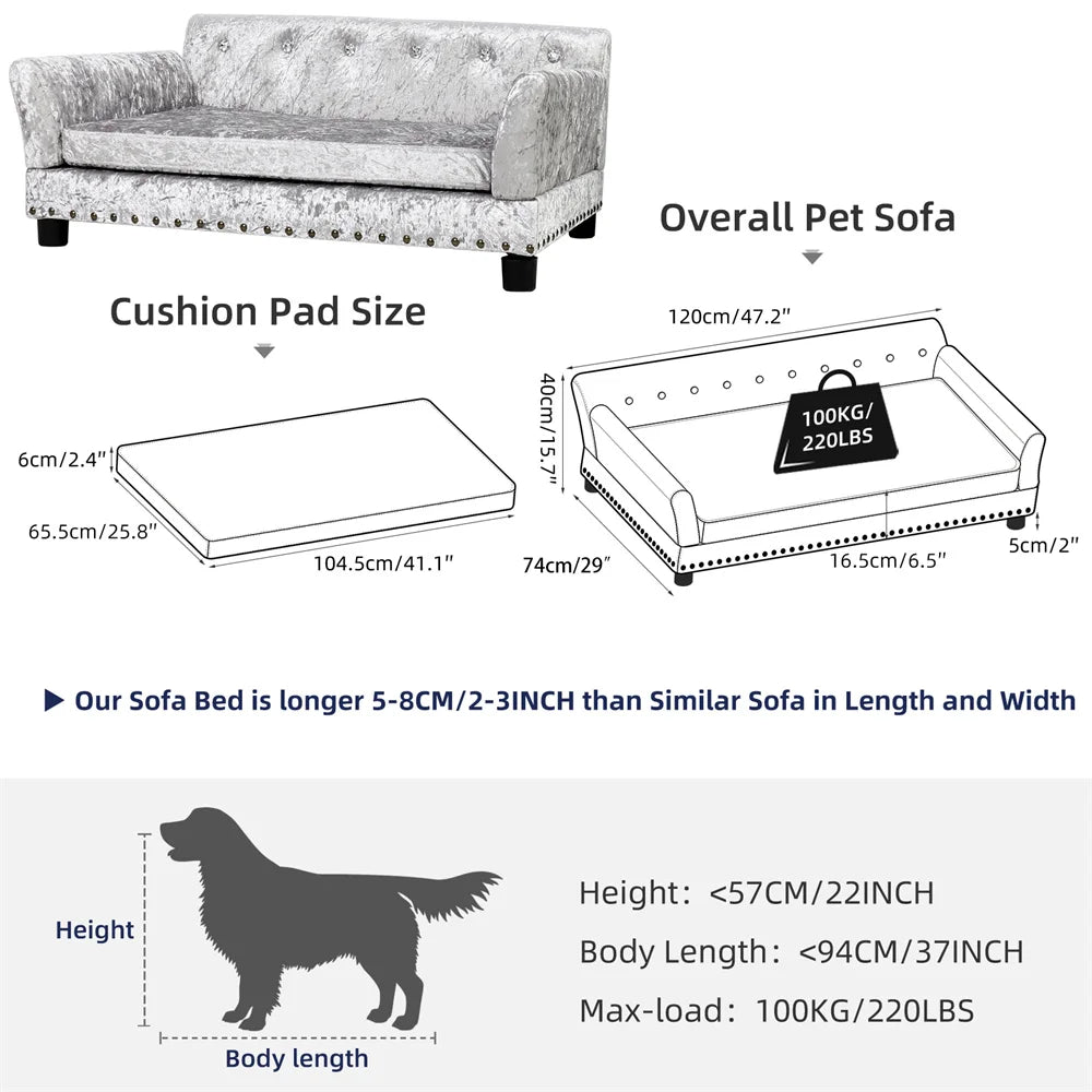 BORWART Heavy Duty Pet Sofa Bed Large Raised Dog And Cat Couch