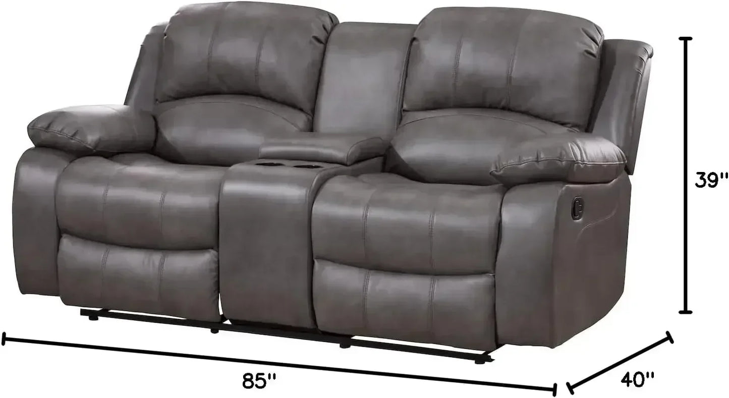 Leather Air Reclining Sofa Loveseat Set 2pc for Living Room