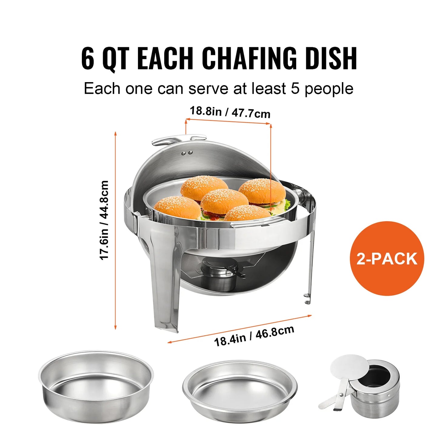SucceBuy Roll Top Chafing Dish Set Stainless Steel Warmer